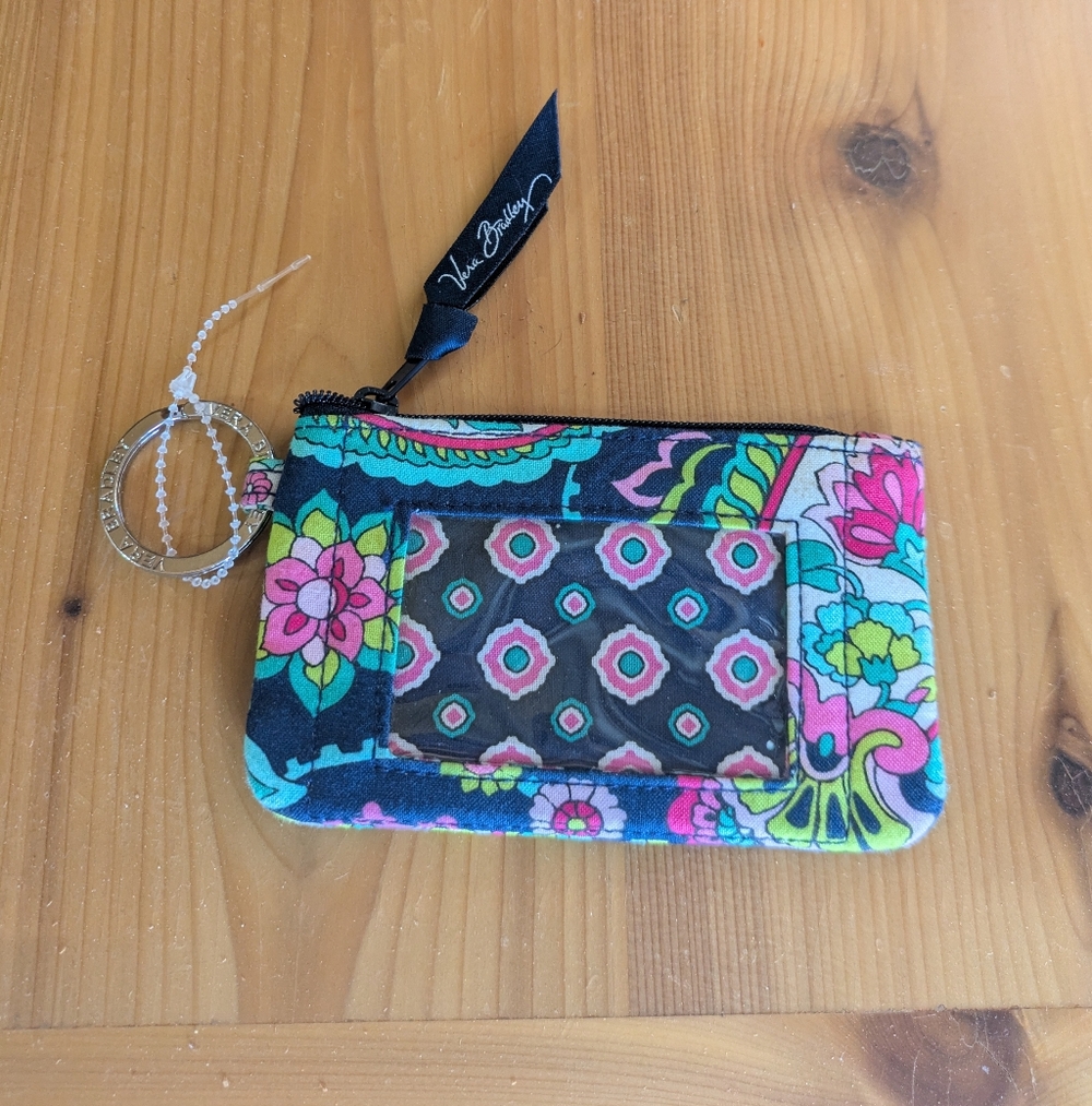 Vera Bradley Black Floral Paisley Quilted Wristlet Shoulder Bag with Card Case - Picture 2 of 6